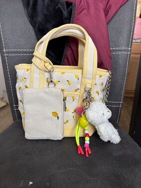 Madden Girl Lemon Butter Yellow Mini Canvas Tote w/ Crossbody Strap